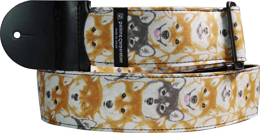 シバイヌストラップ Amazon | Daikingギター&ベースストラップ柴犬の顔の柄の黒色